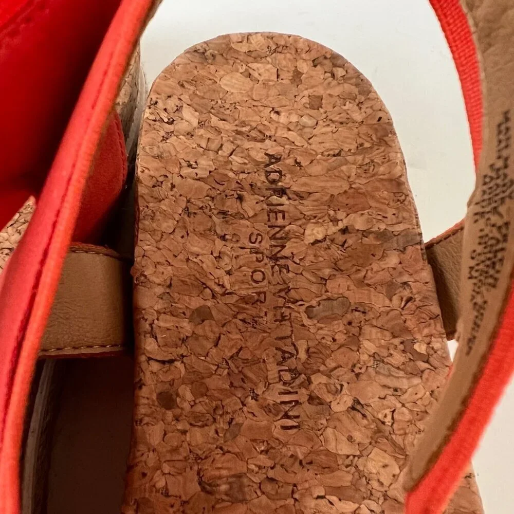 Adrienne Vittadini Size 9M Women Orange Wedge Slip on AV-Pritin Cork Sandals